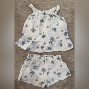 Carter's Cream and Blue Palm Print Baby Set
